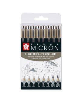 Sakura Pigma Micron set - 8 stuks - licht koelgrijs & koelgrijs