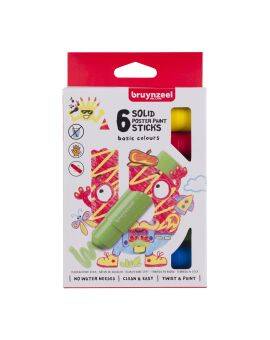 Bruynzeel Kids - plakkaatverfstick - 6 basiskleuren