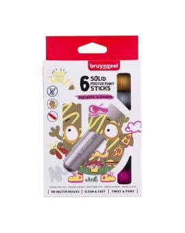 Bruynzeel Kids - plakkaatverfstick - 6 metallic kleuren