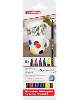 edding 4200 porcelain brushpen set - 6 stuks - basis