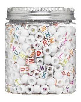 Kralenmix - letters - vierkant wit