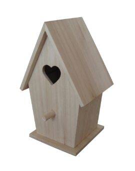 Houten vogelhuis - hartvormige opening
