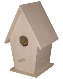 Houten vogelhuis - puntig
