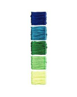 satijnkoord 5x 4 meter - groen/blauw mix