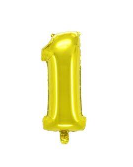 Cijferballon goudkleurig - 32 cm - 1