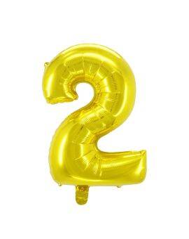 Cijferballon goudkleurig - 32 cm - 2