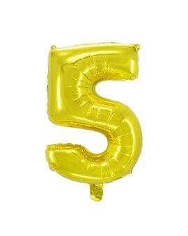 Cijferballon goudkleurig - 32 cm - 5