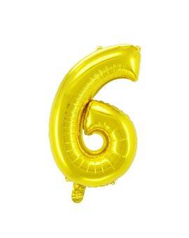 Cijferballon goudkleurig - 32 cm - 6