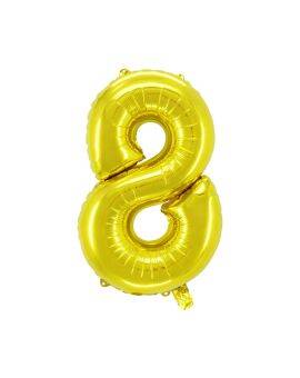 Cijferballon goudkleurig - 32 cm - 8