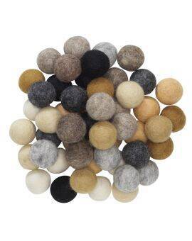 Wolvilt bolletjes - Ø20 mm - 50 stuks - natuur mix