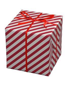 Cadeaupapier - 10 meter - wit/rode strepen