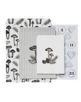 Cadeauzakjes en advent stickers - paddenstoelen