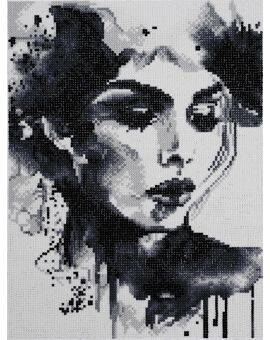 Diamond painting kit - 30x40 cm - zwart/wit gezicht