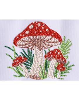Diamond painting kit - 12x16 cm - paddenstoelen