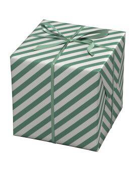 Cadeaupapier - 10 meter - wit/groen strepen