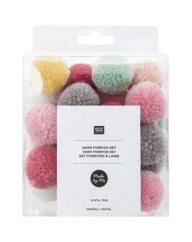 Pompons - 24 stuks - pastel