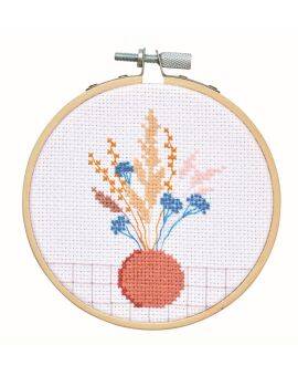 Borduurpakket mini - 10 cm - gedroogde bloemen
