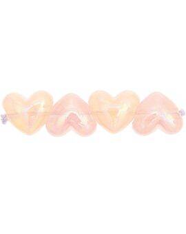 itoshii kralen - 12 stuks - hartjes - holo roze