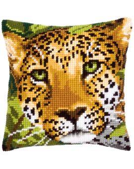 Borduurpakket - kruissteek kussen - luipaard
