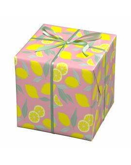 Cadeaupapier - 10 meter - roze/citroenen
