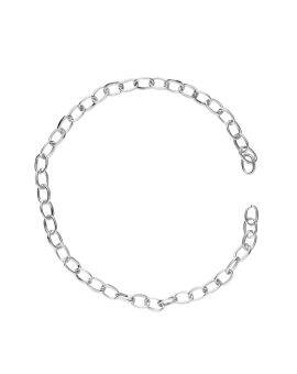 Charm Series ketting ovaal - 18 cm - zilverkleurig