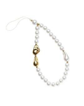 Telefoonkoord - 18 cm - wit/goud