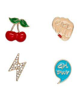 Broche pins - 4 stuks - girl power