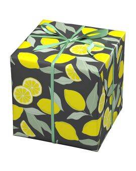 Cadeaupapier - 10 meter - zwart/citroenen