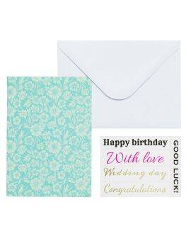 Wenskaart set - A5 - blauwe bloemen