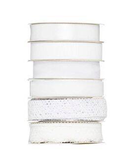 Mix van 6 linten - 12 mm - wit