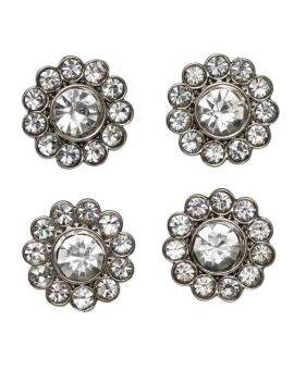 Strass knopen - 15 mm - 4 stuks - zilverkleurig