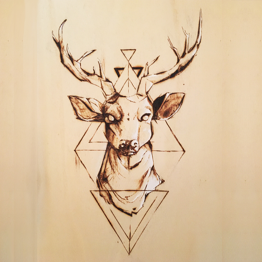 houtbrandkunst met highlights