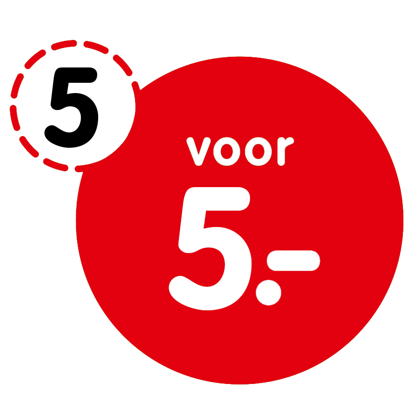 5 voor €5