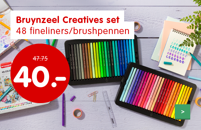 Aanbieding Bruynzeel Creatives fineliner en brushpen set