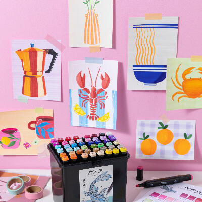 kleurrijke alcoholmarker illustraties