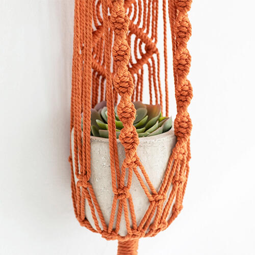 een BOHO macramé plantenhanger