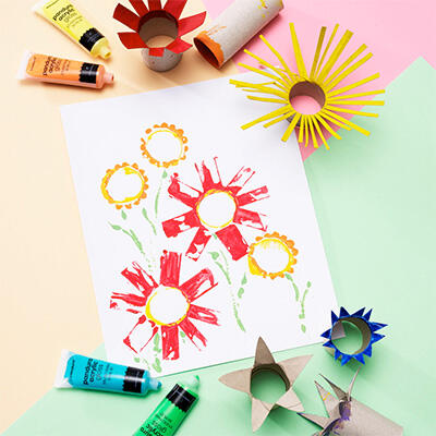 stempelkunst met WC rollen