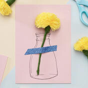 bloemenkaartje van garen