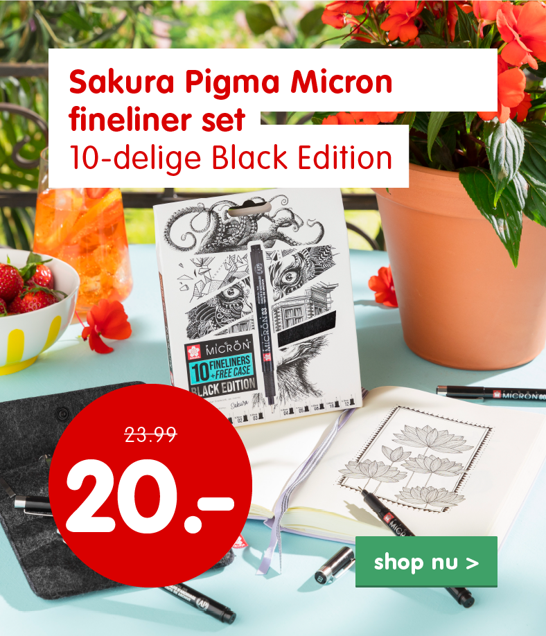 Aanbieding Sakura Pigma Micron fineliners - Black Edition - 10 stuks