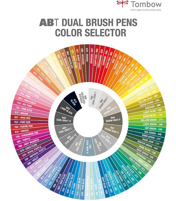 TOMBOW Set de 6 Feutres-pinceau ABT Dual Brush Pen assortis Vintage, encre  à base d'eau, aquarellables