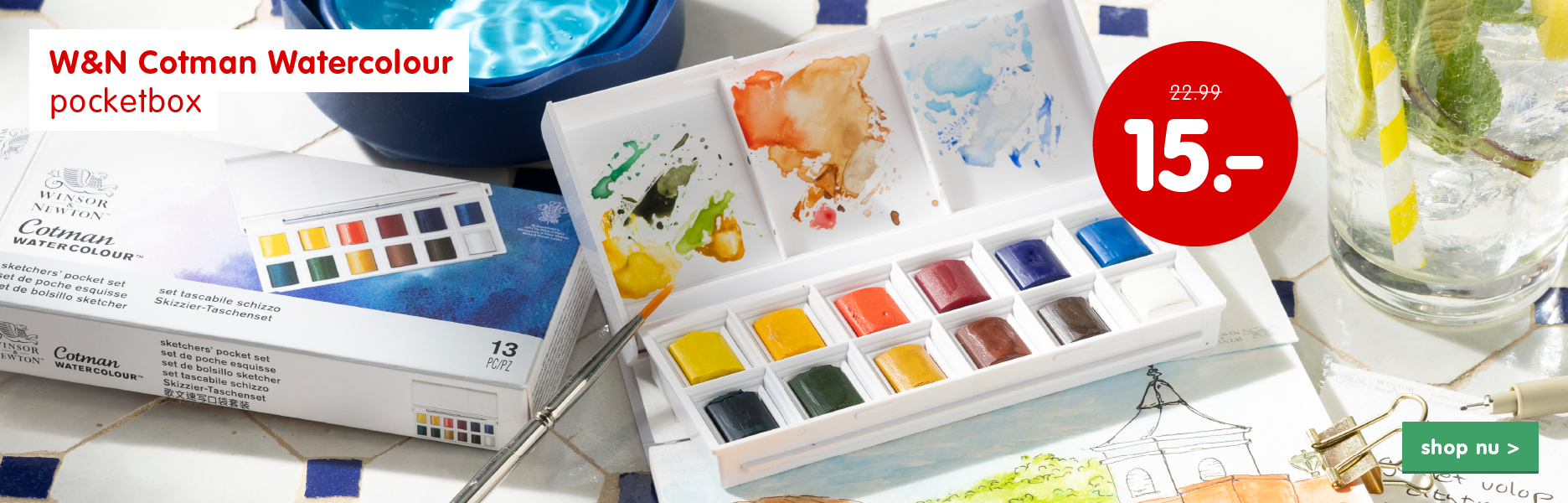 Aanbieding Winsor & Newton Cotman Watercolour pocketbox